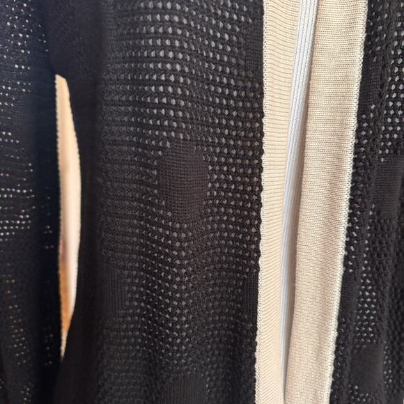 August Silk Large Black Polka Dot Semi Sheer Cardigan Sweater Cotton Blend - Picture 4 of 7